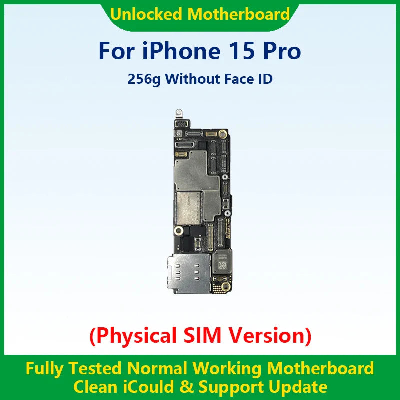 Fully Tested Authentic Mainboard For iPhone 15 Pro Max Motherboard With Face ID Unlocked And Cleaned iCloud Pysics SIM Version