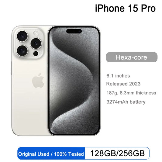 2023 Original Apple iPhone 15 Pro 8GB RAM 128GB/256GB/512GB ROM A17 Pro Bionic Chip 6.1'' 120Hz Super Retina XDR Display NFC