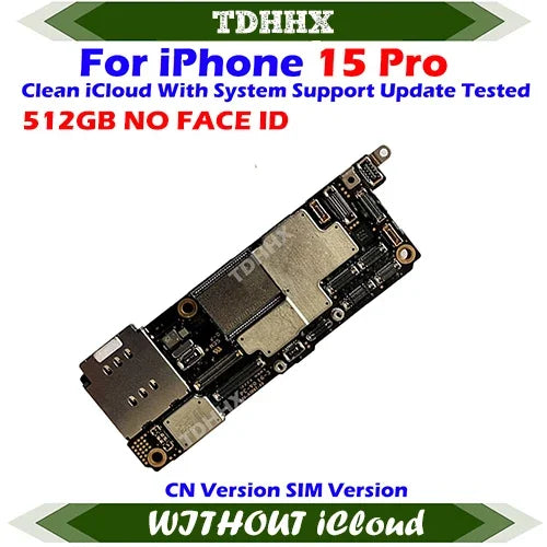 Update iOS System Logic Board For iPhone 15 Pro Max With Face Id Full Chips iCloud Off Dual Sim Motherboard Full Tested Chips