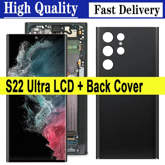 High Quality 6.8'' AMOLED Display for Samsung S22 Ultra 5G SM-S908B LCD Touch Screen Repair Parts With Back Housing